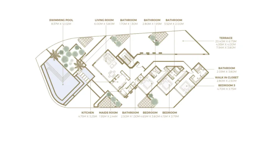Apartamento de 1 dormitorio en Palm Jumeirah, UAE No. 1240 № 9