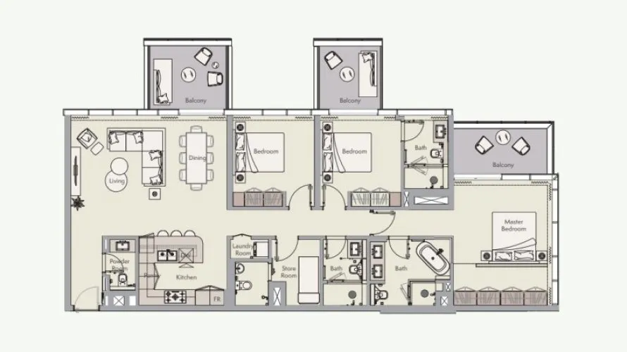 Apartamento de 1 dormitorio en Palm Jumeirah, UAE No. 1227 № 4