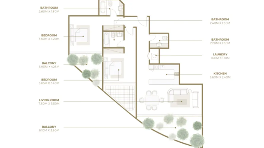 Apartamento de 1 dormitorio en Palm Jumeirah, UAE No. 1240 № 8