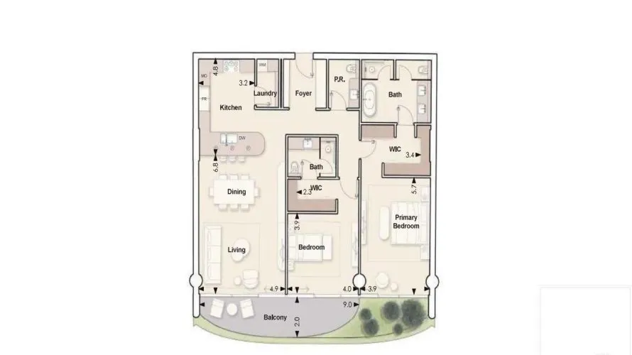 Apartamento de 2 dormitorios en The Crescent, UAE No. 2457