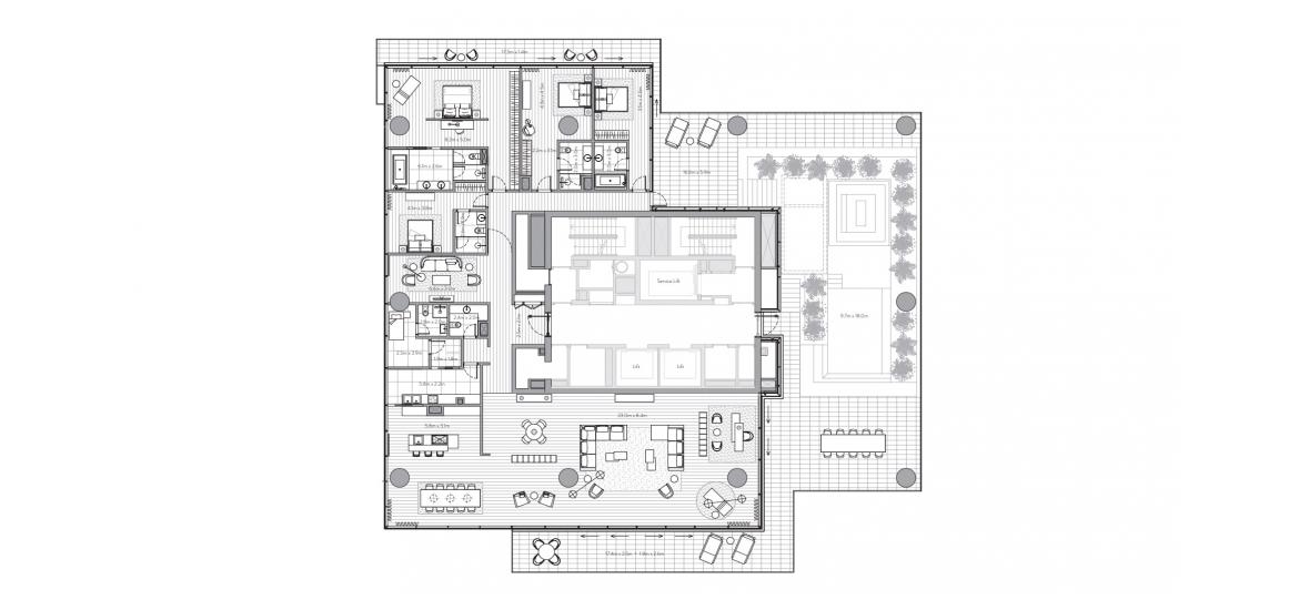 Планировка «E» 4 спальни в ЖК ONE PALM OMNIYAT