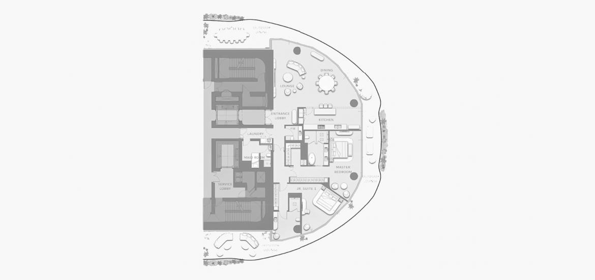 Планировка «2 BEDROOM TYPE 1202 415 SQ.M.» 2 спальни в ЖК COMO RESIDENCES