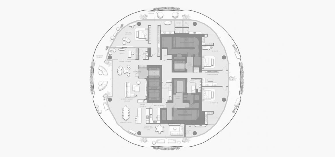 Планировка «3 BEDROOM TYPE 3101 866 SQ.M.» 3 спальни в ЖК COMO RESIDENCES