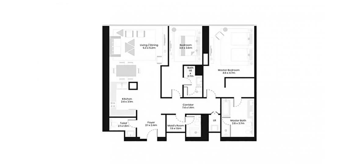 Floor plan «2BR», 2 bedrooms in AVANI PALM VIEW