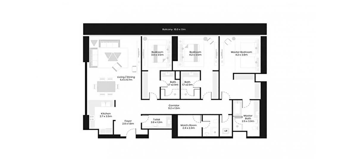 Floor plan «3BR», 3 bedrooms in AVANI PALM VIEW